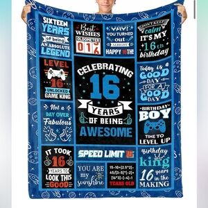 Boys 16th Birthday Celebration Blanket